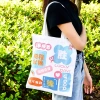 Cartoon canvas bags, student inspirational text, back-to-school season gift packaging bags, large-capacity hand-held shopping bags, gift bags details Picture